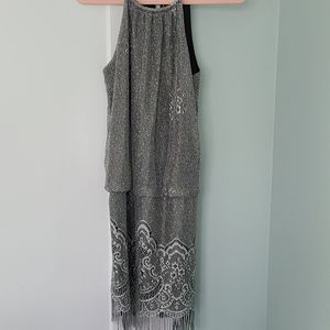 Glitter lace blouson dress